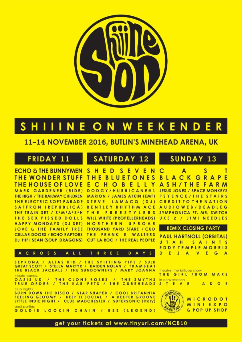 Shiine On Weekender Festival – Minehead (UK, 11-13/11/2016)