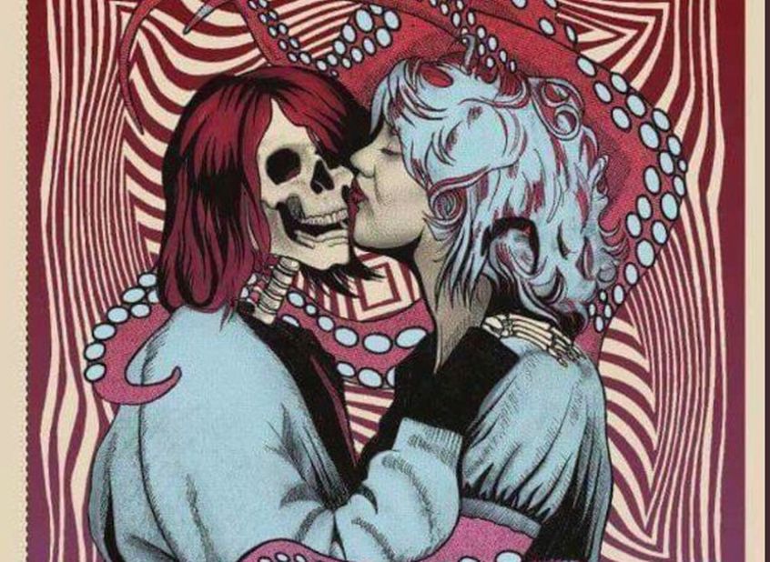 I Melvins realizzano un poster raffigurante Courtney Love che bacia lo scheletro di Kurt Cobain