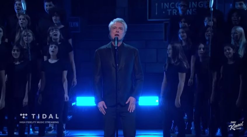 Guarda David Byrne insieme al Brooklyn Youth Chorus live nello show di Jimmy Kimmel